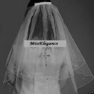 Holy communion Veil, with Diamonte cross,with detachable comb Pencil/ribbon edge