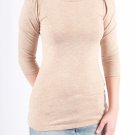 Longer Length 3/4 Sleeve Turtleneck in a Heathered Fabric S1600M