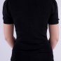 Black Knit Collared Ruffled Rolls on side Gold Buttons Accented Short Sleeve Top S1326M
