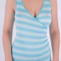 Blue & White Stripe Tank with Side Ruching on Faux Wrap Side Fitted Shape S1376M