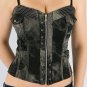 Smokey Black & Gray Denim Strapped Corset Top with Front Zipper & Gommet Accent S1265M