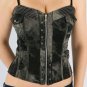 Smokey Black & Gray Denim Strapped Corset Top with Front Zipper & Gommet Accent S1265M