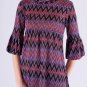 Bell Sleeve Empire Waist Turtle Neck Sweater Multicolor Purple Zig-Zag Patterned S1248M