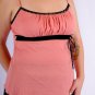 Salmon Cami Scoop Neck Heathered with Black Contrasting Trim Adjustable Straps S1388L