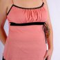 Salmon Cami Scoop Neck Heathered with Black Contrasting Trim Adjustable Straps S1388L
