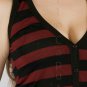 Full Button Down Mulberry & Black Horizantal Striped Vest for Alone or Layering S1213L