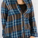 Blue & Brown Plaid Flannel Long Sleeve Collared Button Down Shirt S1186L