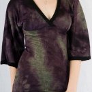 V-Neck Criss Cross Front Plum Gray Sweater w/ Kimono Sleeves Fabric Ties in Back S1166S