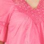 Crochet Back Front & Sleeve Detail Elbow Length Sleeve Tunic Shirt Tail Pink Top S1097M