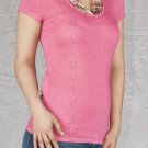 Pink Short Sleeve Knit Top w/ Faux Pink Multi-Color Plaid Collared Shirt Accent S1101M