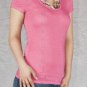 Pink Short Sleeve Knit Top w/ Faux Pink Multi-Color Plaid Collared Shirt Accent S1101M