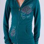 Long Sleeve Full Zipper Hooded Sweatshirt Front Pockets w/Graphics & Rhinestones S1440S