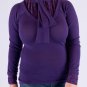 Purple Long Sleeves Laced Insert Fabric at Neck & Cuffs w/ Faux Scarf Fabric Tie S1471L