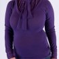Purple Long Sleeves Laced Insert Fabric at Neck & Cuffs w/ Faux Scarf Fabric Tie S1471L