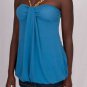 Beautiful Sleeveless Gold Chain Strap Bra Top in Blue Banded Bottom Padded Cups S1534S