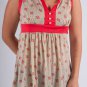 Pink Floral & Black Polka Dot Print Sleeveless Empire Waist Tunic w/ Coral Trim S1605M