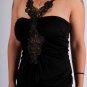 Black Top with Beautiful Lace Accented Front  Halter Straps in Back Padded Cups S1620S