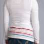 White Scoopneck Tee w/ Renaissance Sleeves w/ Floral & Striping at Hem & Cuffs S1682M