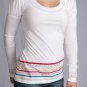 White Scoopneck Tee w/ Renaissance Sleeves w/ Floral & Striping at Hem & Cuffs S1682M