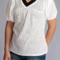 Above Bust Pleated Short Puffed Sleeve Sheer White Polka Dot Patterned Top S1658M