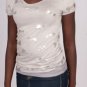 Gray Short Sleeve Scoop Neck Accented w/Silver Sequin Bows & Twisted Tulle at Hem S1694S
