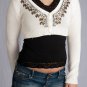 Off-White L/S Button Down Shrug w/ Beading Accents in Gold, Bronze, & Steel Blue S1677M
