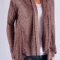 Striped Multicolor Long Sleeve Cardigan w/ High Low Hem in Front S1454M