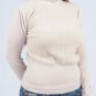 Light Beige Wool Blend Long Sleeve Turtleneck w/Texturing & Gold Metallic Thread S1737L