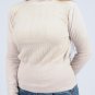 Light Beige Wool Blend Long Sleeve Turtleneck w/Texturing & Gold Metallic Thread S1737L