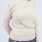 Light Beige Wool Blend Long Sleeve Turtleneck w/Texturing & Gold Metallic Thread S1737L