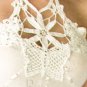 Beautiful Knit Halter w/ Crochet Lace Bust Threaded Ribbon & Rhinestone Details S1108M