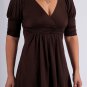 Baby Doll Style Top w/Juliet S/S, Cross-Over Front, & Gathered Fabric at Waist S1640S