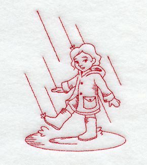 redwork girl set of 2