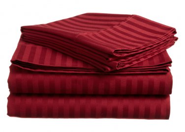 Sheet Set Regular Set 1000 TC TWIN BURGUNDY STRIPE 100% Egyptian Cotton