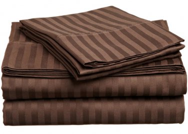 Sheet Set Regular Set 1000 TC TWIN SIZE CHOCOLATE STRIPE 100% Egyptian Cotton