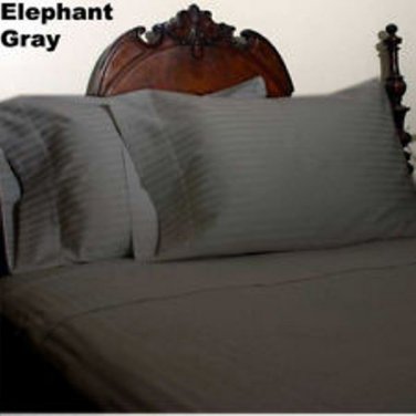 Sheet Set Regular Set 1000 TC TWIN SIZE ELEPHANT GREY STRIPE 100% Egyptian Cotton