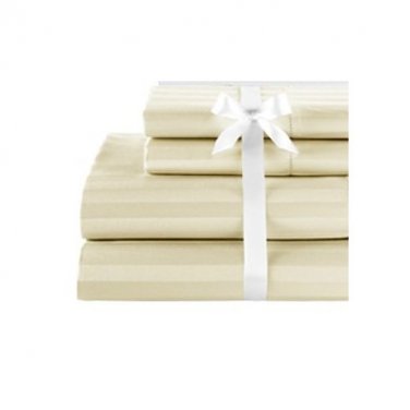 Sheet Set Regular Set 1000 TC TWIN SIZE IVORY STRIPE 100% Egyptian Cotton