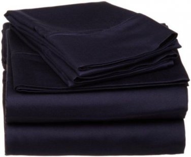 Sheet Set Regular Set 1000 TC TWIN SIZE NAVY BLUE SOLID 100% Egyptian Cotton