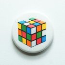 White Rubik's Cube 25mm 1 inch Button Pin Badge rubix rubiks nerd geek