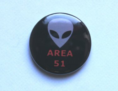 Area 51 Grey Alien 25mm Button Pin Badge UFO E.T. Extraterrestrial Conspiracy