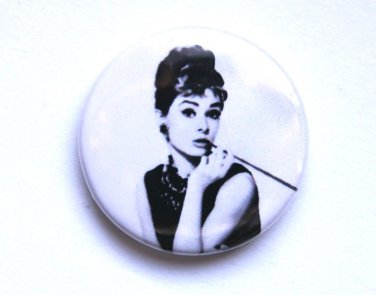 Audrey Hepburn 25mm (1 inch) Badge Breakfast at Tiffany's Truman Capote