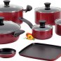 T-fal Initiatives Nonstick Inside and Out Oven Safe Dishwasher Safe Cookware Set Red