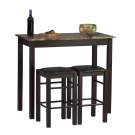 Linon 3-Piece Espresso Tavern Set, rectangular table, tow stools
