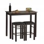 Linon 3-Piece Espresso Tavern Set, rectangular table, tow stools