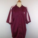 Awesome Vintage Button Down Baseball/Soccer Jersey w/Trefoil-Burgundy~Lg.