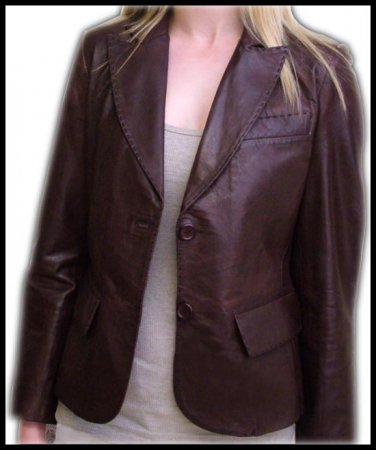 ladies Brown leather Blazer jackets Lamb Leather