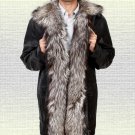 Silver Fox Fur Collar Leather Jacket