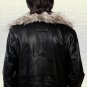 Silver Fox Fur Collar Leather Jacket