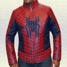 Amazing Spidy web PU Leather Jacket Spider Logo on Chest For Men
