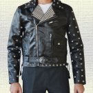 Men Stylish Metal Studs Biker Fashion Handmade Black Leather Jacket in all Sizes